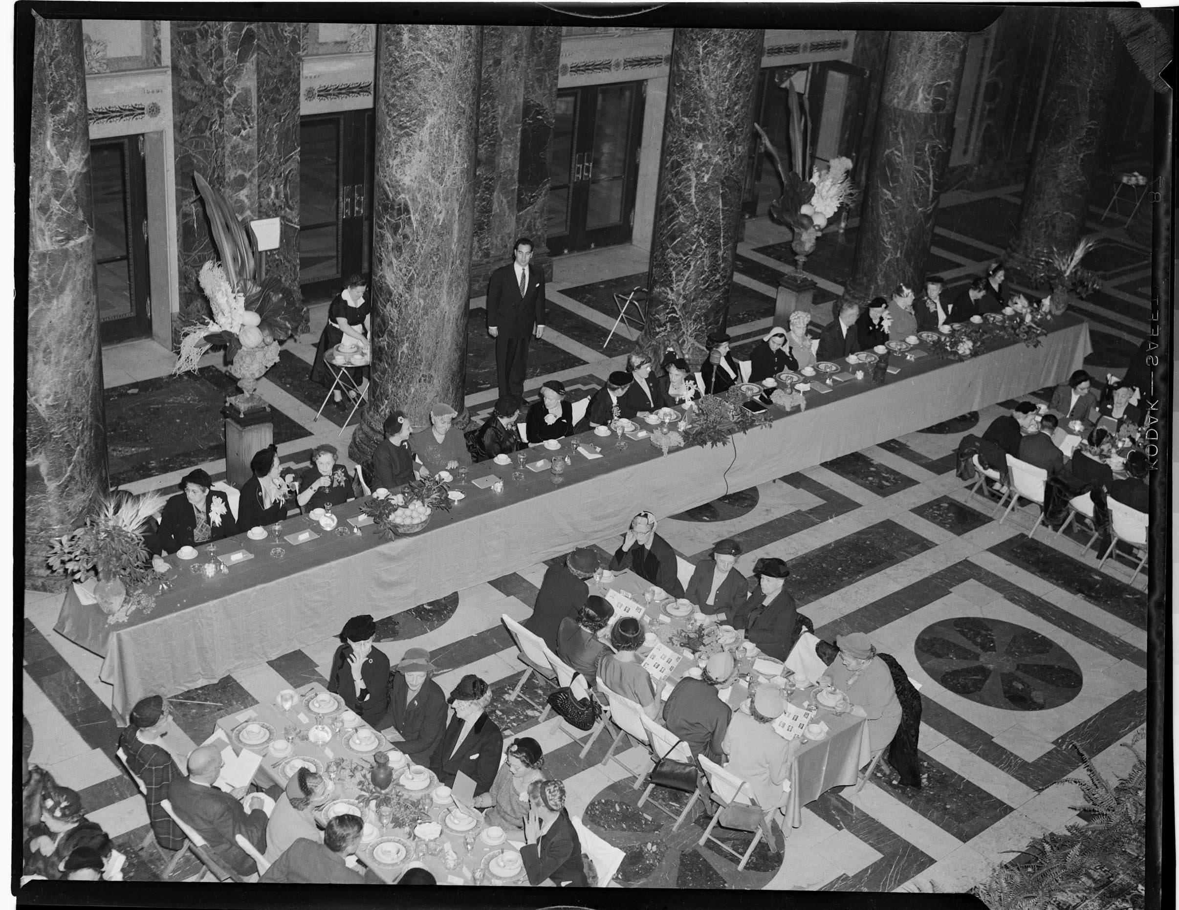 Event In Carnegie Music Hall Foyer Head Table Seen From Above