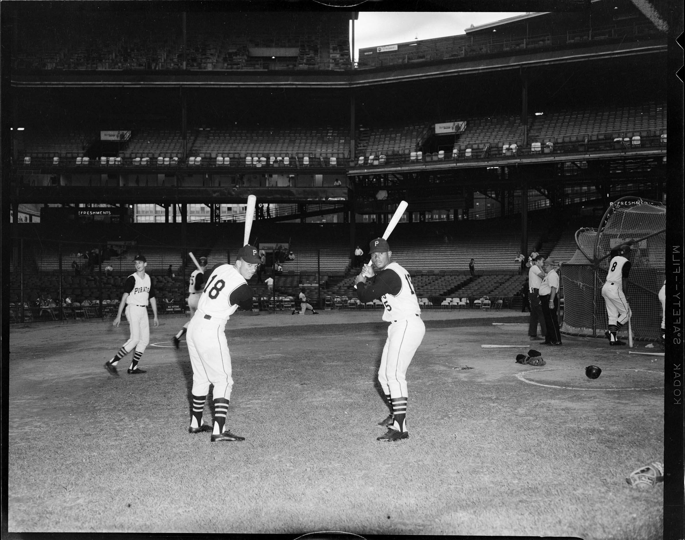 Pittsburgh Pirates baseball players no. 18 Matty Alou, and no. 15 Manny