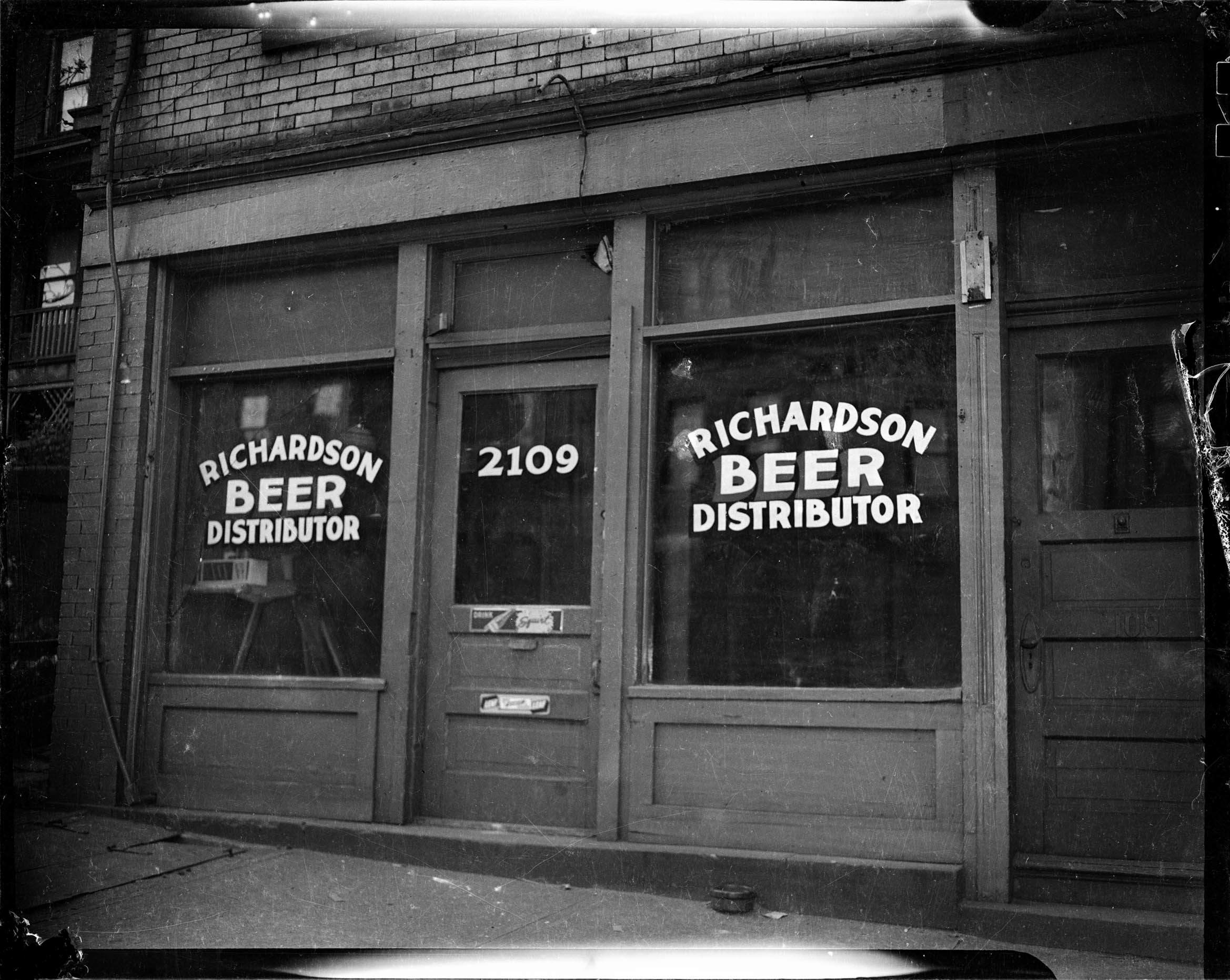 Exterior of Richardson Beer Distributor storefront, 2109 ster Avenue