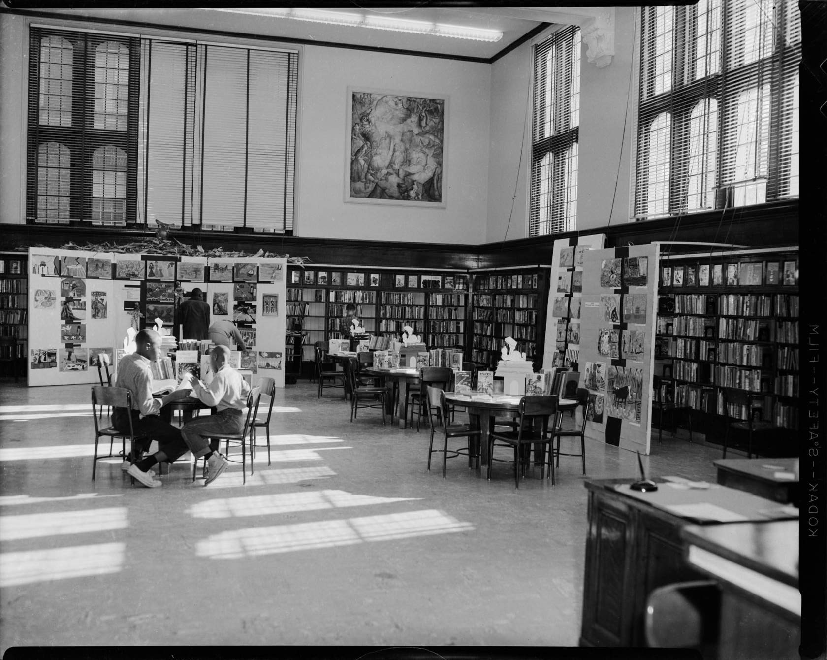 Interior of library, possibly Homewood branch of Carnegie Library of