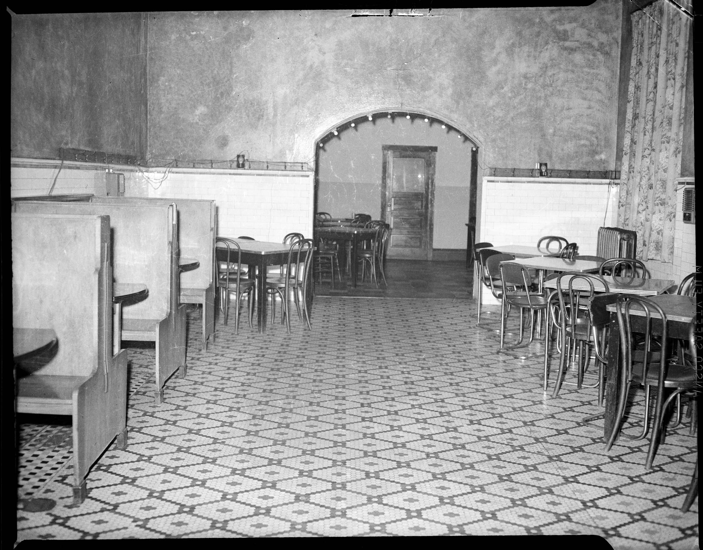 Interior Of Bar Or Restaurant With Diamond Patterned Tile Floor