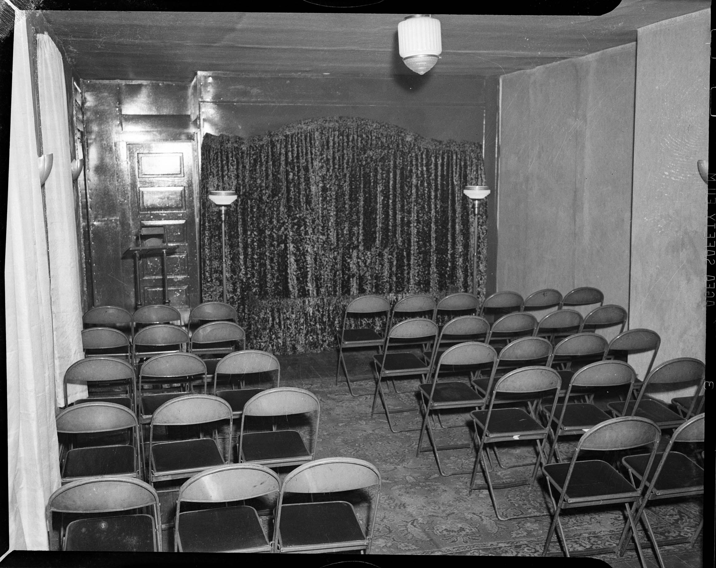Interior Of Mcturner S Funeral Chapel With Metal Folding Chairs
