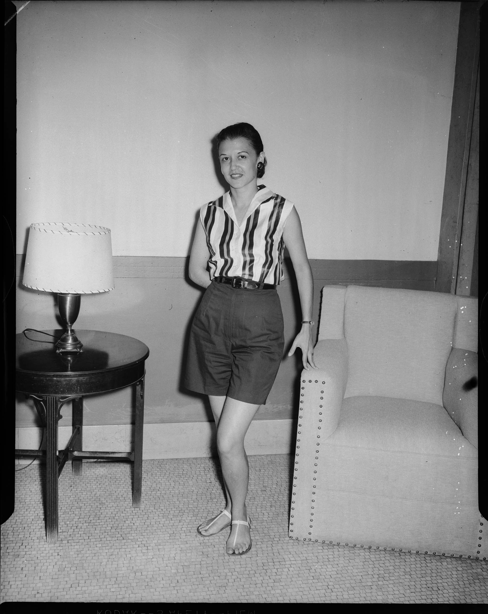 Portrait of Jean Pratt posed in Fort Pitt Hotel for 24th annual