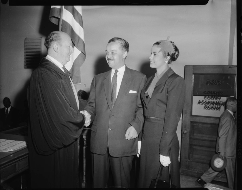 Judge Louis L Kaufman Shaking Hands With Curtis B Haines With Gladys